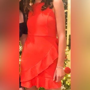 LULU’s Coral High Neck Dress